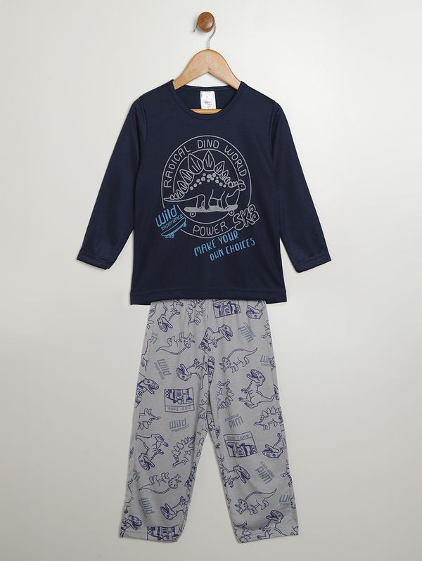 Pijama Longo Estampado Infantil Para Menino - MARINHO 3