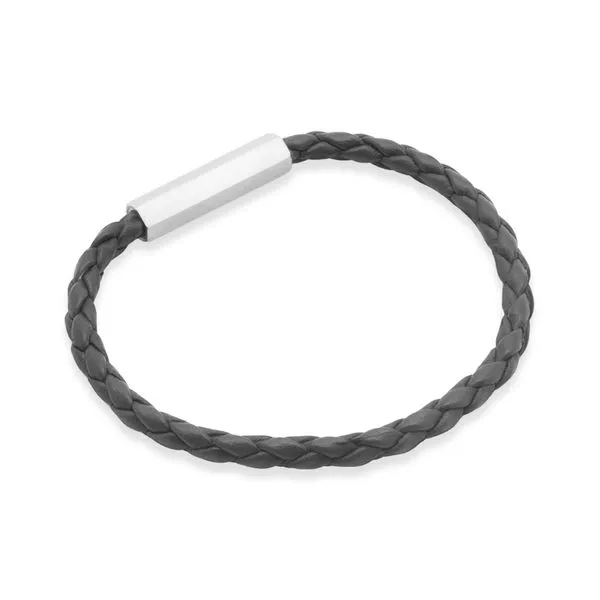 Pulseira Edge de Couro Natural Cinza Cinza GG
