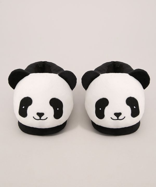 Pantufa Infantil Panda Antiderrapante Branca 31-32