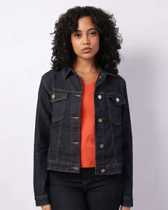 Jaqueta Jeans Feminina Manga Longa Azul M