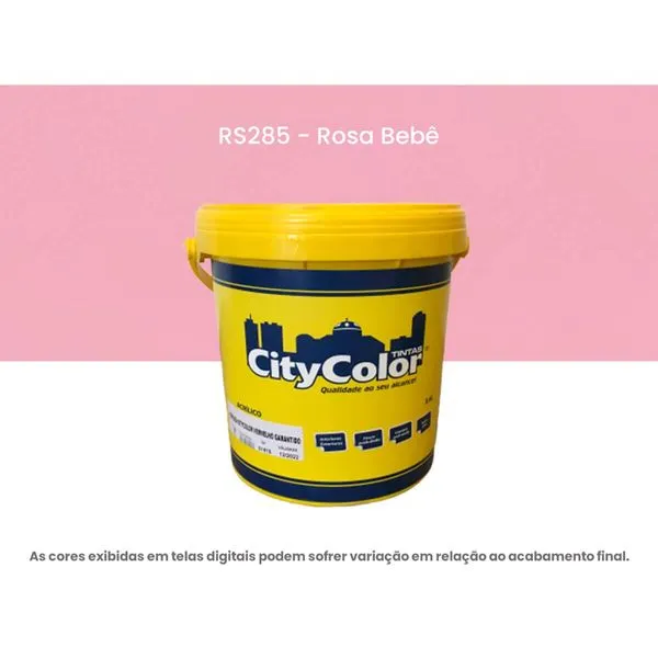 Tinta Acrílica Citycolor Econômica Fosco Rosa Bebê 3,6 Litros 064RS285 (MP)
