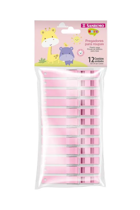 Pregador de Roupas Sanremo Plástico Infantil Rosa