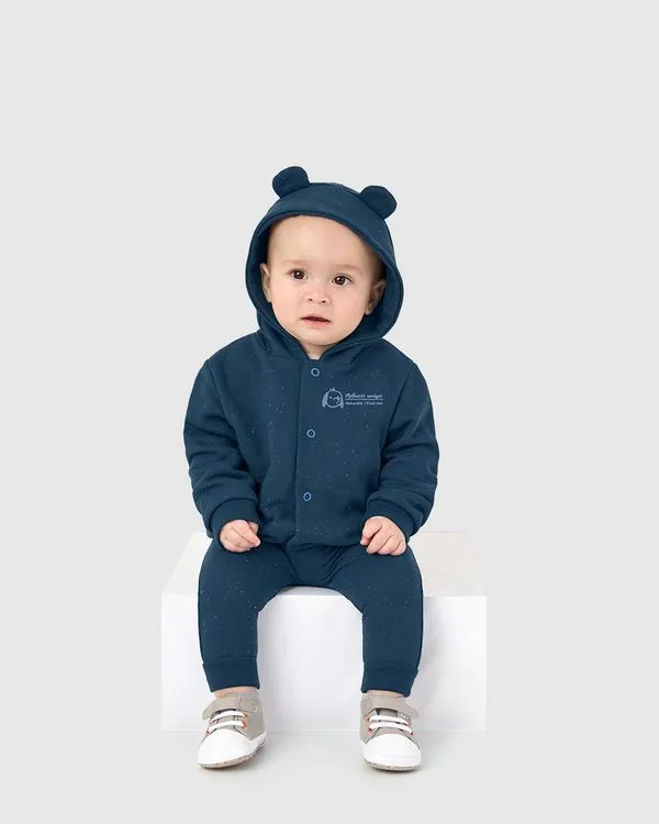 Conjunto Infantil Menino Casaco Com Capuz + Aplique Malwee Kids Azul - 2