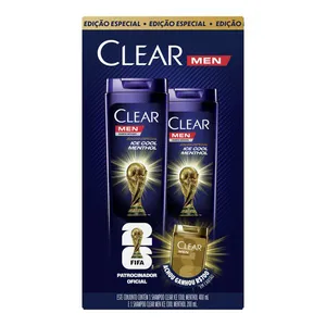 Kit Shampoo Unilever Clear Men Ice Cool Menthol 400ml + Shampoo 200ml