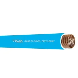 Fio Cabo Flexível Elétrico 750V 2,5mm Azul para Instalação Residencial Comercial e Industrial RCM Cabos Elétricos Fio Cabo Flexível Elétrico 750V 2,5mm Azul para Instalação Elétrica Segura RCM Cabos Elétricos