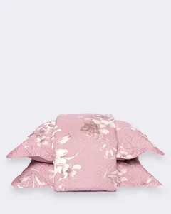 Kit Colcha Casal Plumagem 3 Peças Estampado Lilás UN