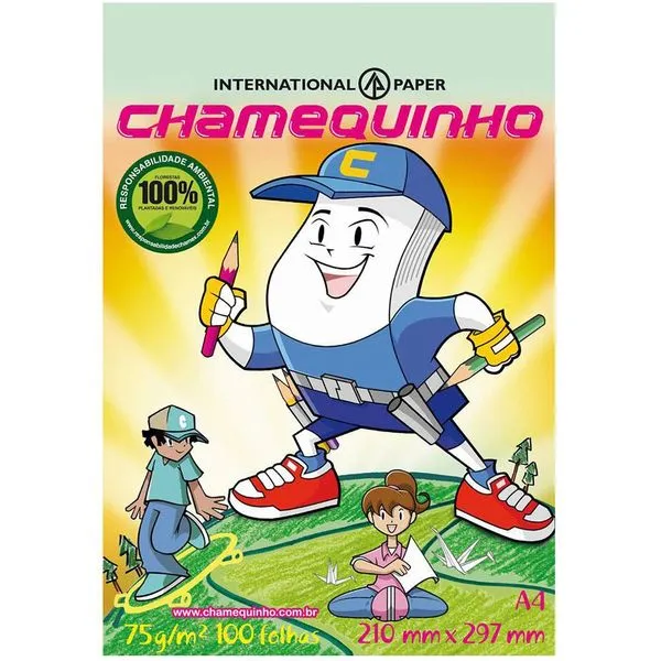 Papel A4 Chamequinho Verde 100 Folhas. Papel A4 Chamequinho Verde 100 Folhas