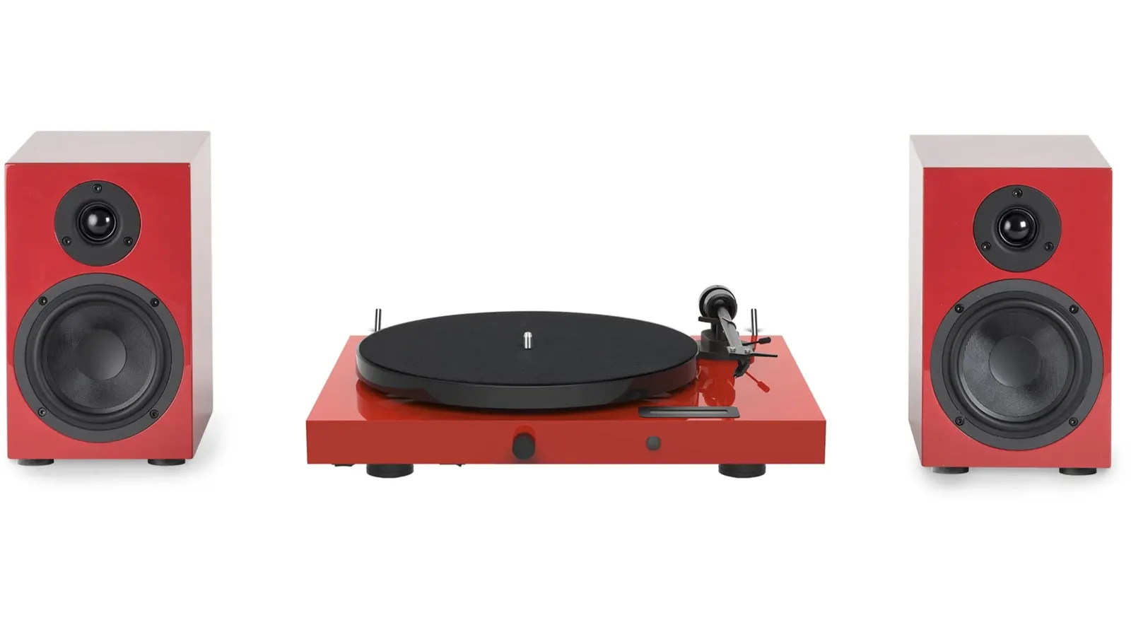 Kit Toca Discos Project Juke Box E1 HiFi Set, tudo em um, plug and play - 50 Watts - Gloss Red