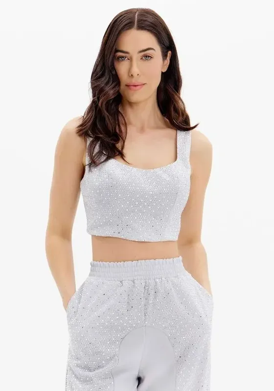 Top Corset De Alças Shine Cinza GG