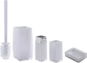 Conjunto Acessório Banheiro Astra Porta Objetos Sabonete Líquido Saboneteira Escova Sanitária Branco