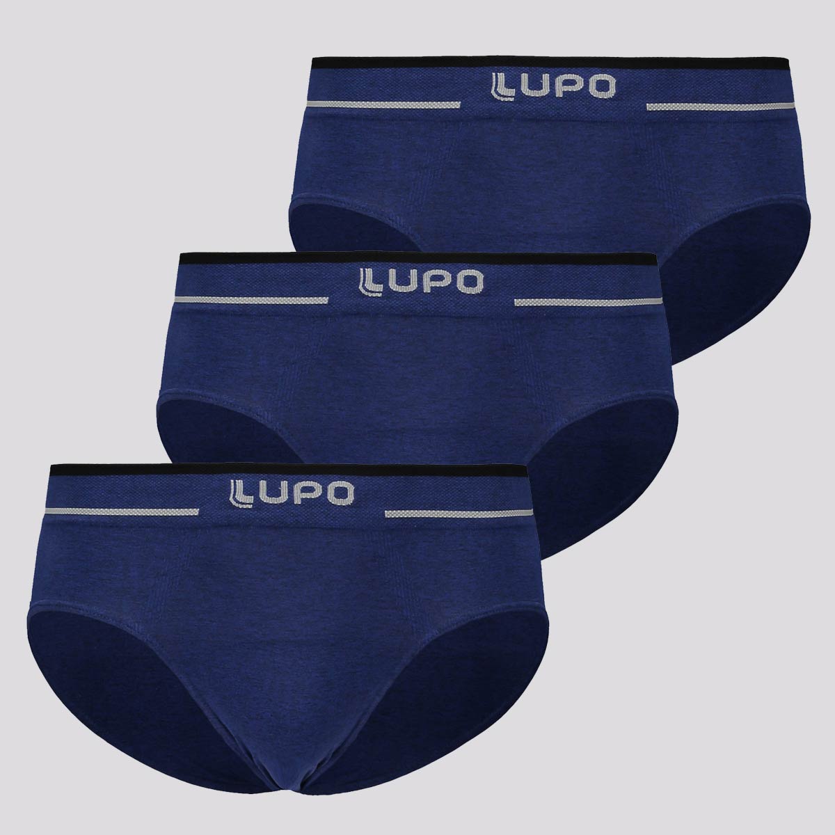 Kit de 3 Cuecas Slip Lupo Seamless Azul