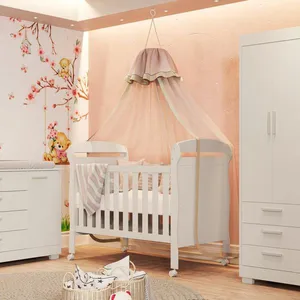 Berço para Quarto de Bebê 2 em 1 Danny Areia Fosco