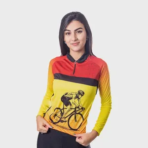 Camisa de Ciclismo Feminina Headt Manga Longa