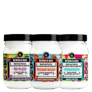 Kit Lola Cosmetics - Máscara de Hidratação 350g + Máscara de Nutrição 350g + Máscara de Reconstrução 350g Kit