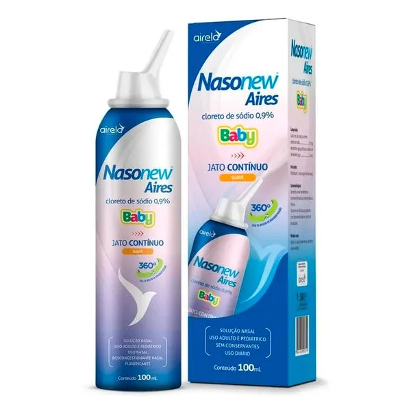 Nasonew Aires Baby Cloreto de Sódio 0,9% 100ml Jato Contínuo Suave Airela