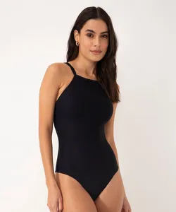 maiô halter neck alça fina proteção uv preto G