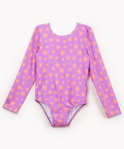 maiô infantil floral manga longa com proteção uv lilás 14