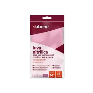 Luva Nitrílica Vabene Rosa M Com 48 Unidades