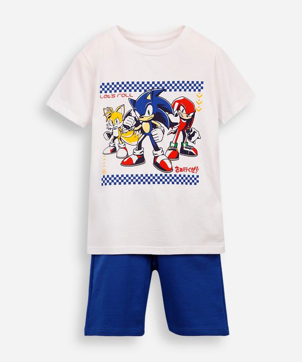 conjunto curto infantil de algodão sonic off white 12