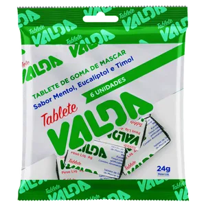 Goma de Mascar Valda Mentol, Eucaliptol e Timol 24g 6 Unidades