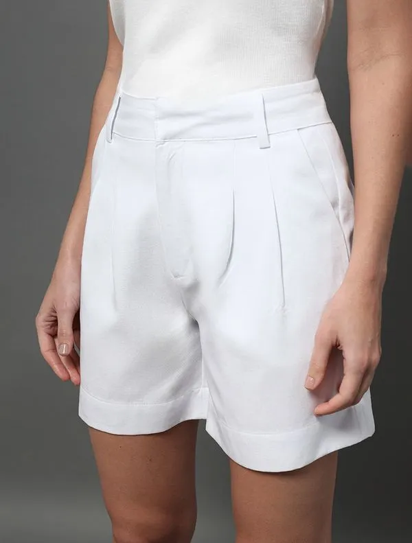 Bermuda Feminina Linho Misto Calvin Klein - Branco Bermuda Feminina Linho Misto Calvin Klein Branco 36
