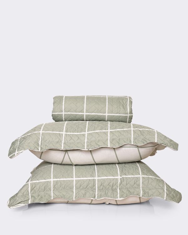 Kit Colcha Casal 3 Peças Plumagem Estampado Geometrico Verde UN