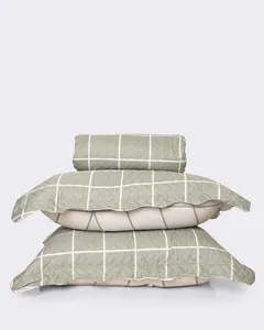 Kit Colcha Casal 3 Peças Plumagem Estampado Geometrico Verde UN