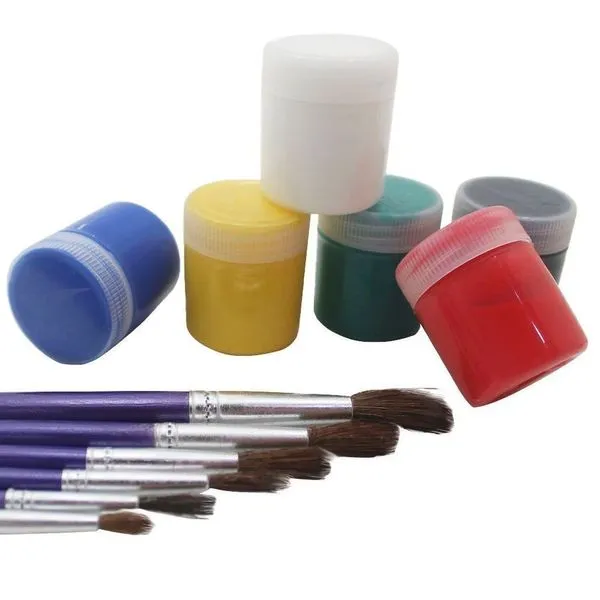 Conjunto Escolar para Pintura com Pincéis Japonês e Tinta Guache Kit 6 Unidades para Papel Madeira e Cerâmica Azul Conjunto Escolar para Pintura com Pincéis Japonês e Tinta Guache Kit 6 Unidades Azul Vermelho Preto