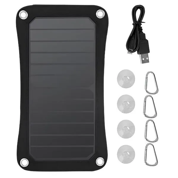 Kit Placa Solar Portátil 6,5w Com Saída Usb Para Viagens