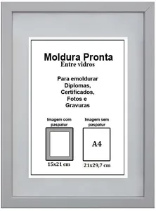 Moldura Pronta Gf Serrano Entre Vidro 21X29,7 Branco