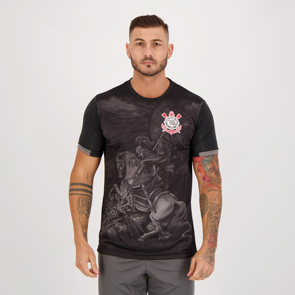 Camisa Corinthians Saint Preta e Chumbo