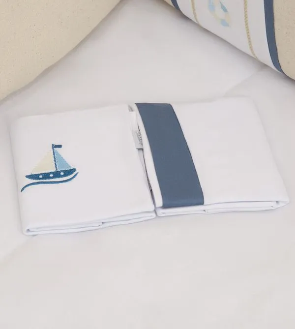 Kit Fronha Linho Náutico com 2 Peças Azul