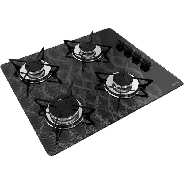 Cooktop Casavitra 4 Bocas Wavy com Queimador Rápido, Preto - E10E43.435 Bivolt