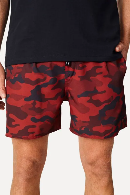 Short Praia Estampado Camuflado Fla Vermelho - Gg