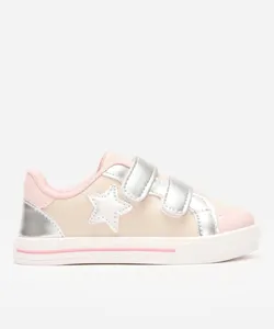 tênis infantil com velcro metalizado colorido 26