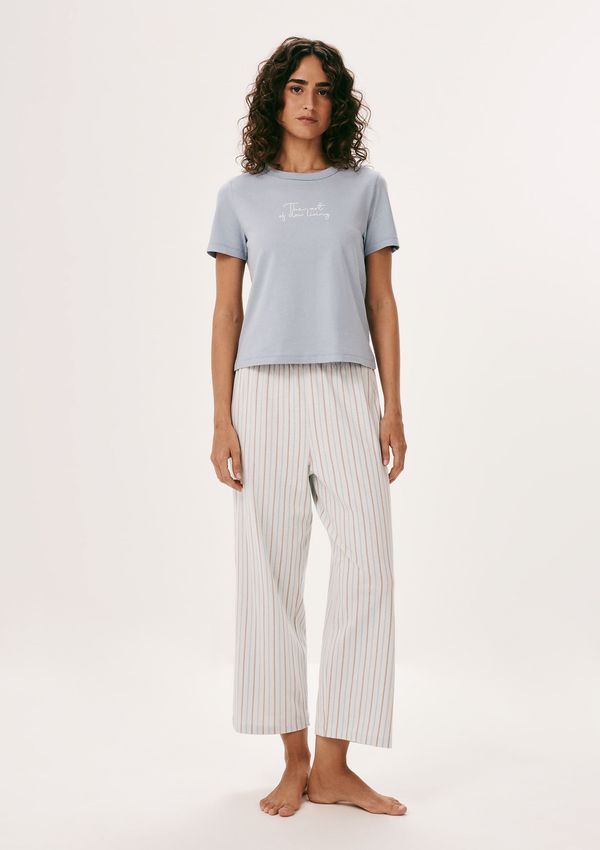 Pijama Longo Feminino Estampado - Azul M