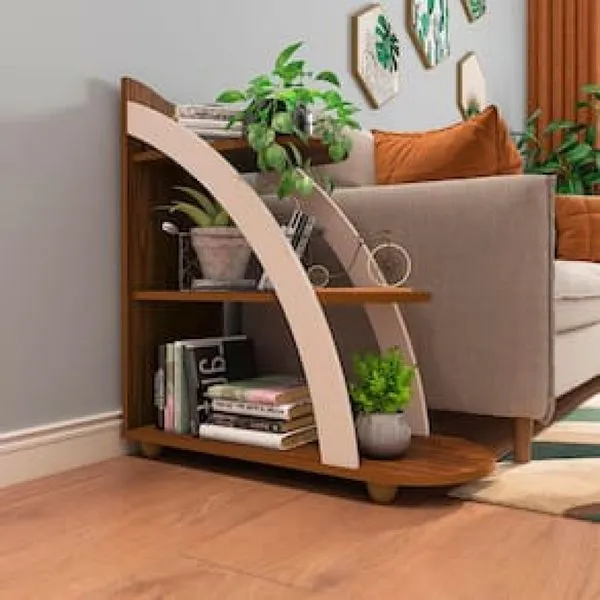 Mesa de Apoio Artely Andes com 2 Prateleiras Marrom Cacau