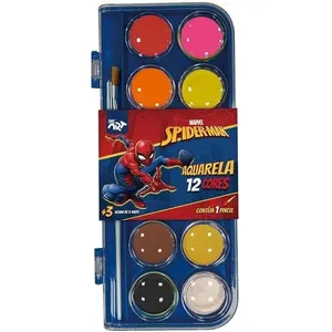 Aquarela Escolar DAC Spider-Man 12 Cores com Pincel Incluso Aquarela Escolar DAC Spider-Man 12 Cores com Pincel