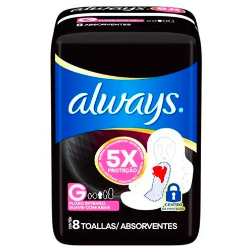 Absorvente Always Tamanho G Fluxo Intenso 8 Unidades