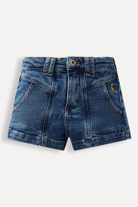Short Menina Jeans Pespontos Indigo - 14