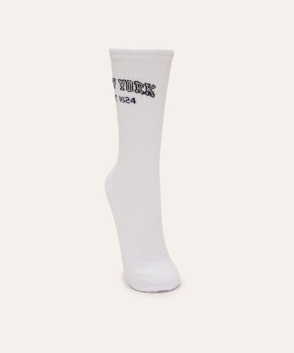 meia cano longo college new york branco 37-40