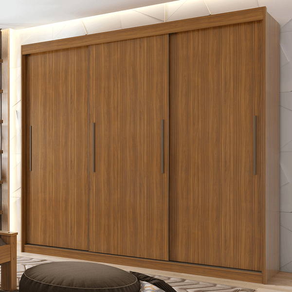 Guarda-roupa, MDP, 03 Portas, 03 gavetas, 03 Prateleiras - Aquárius Rovere Naturale / Off White
