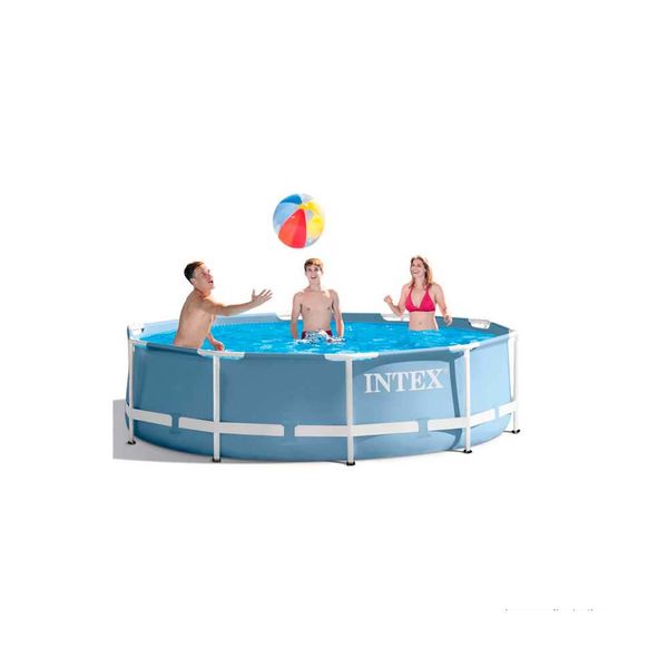 Piscina Prism 4485 litros com bomba filtro 220V cinza Intex
