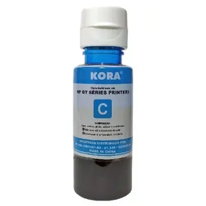 Refil de Tinta Kora Bulk Ink HP GT Série Cyan 70ml Compatível com GT52 Ciano Azul Refil de Tinta Kora HP GT Série Cyan 70ml Compatível com GT52 Ciano