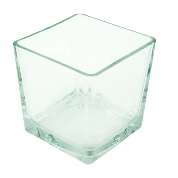 Vaso Cubo Vidro Claro Ts Brasil 18 cm
