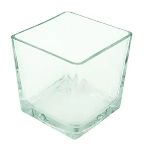 Vaso Cubo Vidro Claro Ts Brasil 18 cm