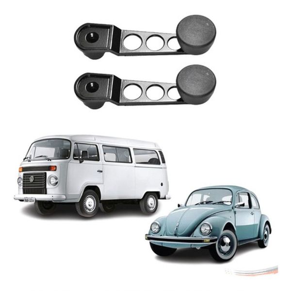 Par de Manivelas Eleva Vidro Preta para Portas Modelo F103 Volkswagen Fusca 1970 a 1996 Kombi Clipper 1975 a 2013 Par de Manivelas Eleva Vidro Preta para Portas Modelo F103 Volkswagen Fusca 1970 a 1996 Kombi
