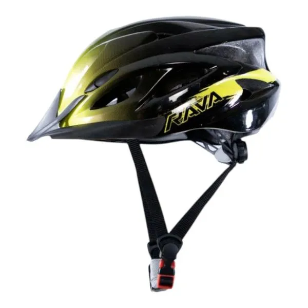 Capacete Para Ciclista MTB JPP Rava Space 3 Brilho Com Viseira Preto E Amarelo G (MP)