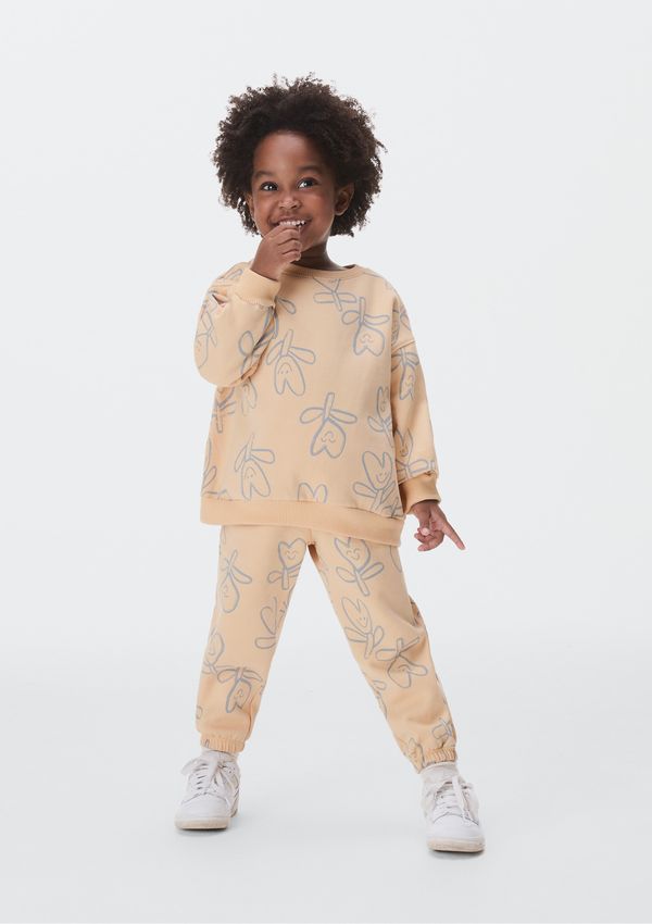 Calça Infantil Menina Toddler Jogger Estampada - Bege 003