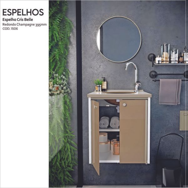 Espelho Redondo Perfil 395Mm Black Crismetal